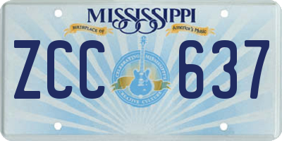 MS license plate ZCC637