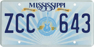 MS license plate ZCC643