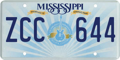 MS license plate ZCC644