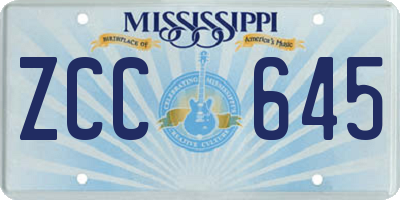 MS license plate ZCC645