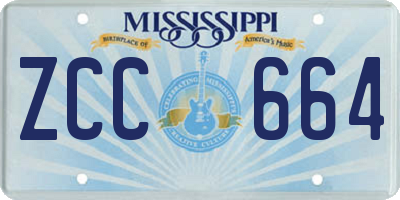 MS license plate ZCC664