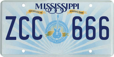 MS license plate ZCC666
