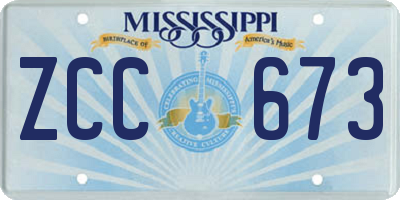 MS license plate ZCC673