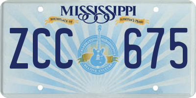 MS license plate ZCC675