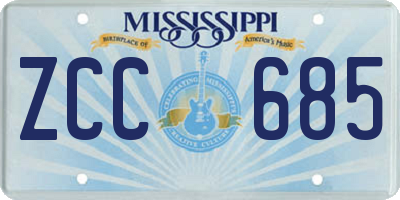 MS license plate ZCC685