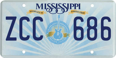 MS license plate ZCC686