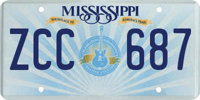 MS license plate ZCC687