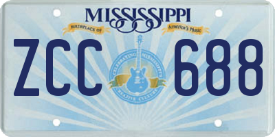 MS license plate ZCC688