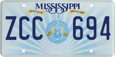 MS license plate ZCC694