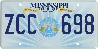 MS license plate ZCC698