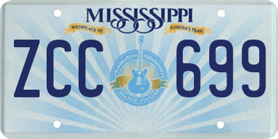 MS license plate ZCC699