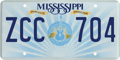 MS license plate ZCC704