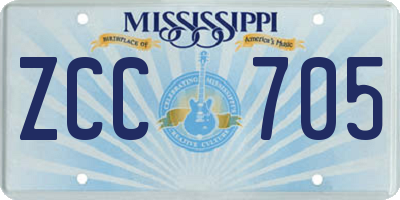 MS license plate ZCC705