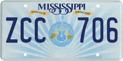 MS license plate ZCC706