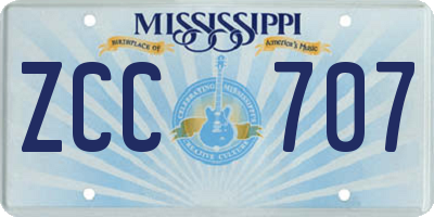 MS license plate ZCC707