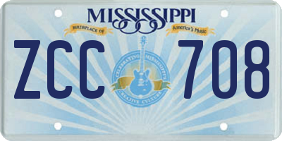 MS license plate ZCC708