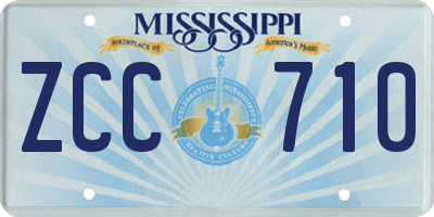 MS license plate ZCC710