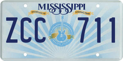 MS license plate ZCC711
