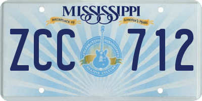MS license plate ZCC712