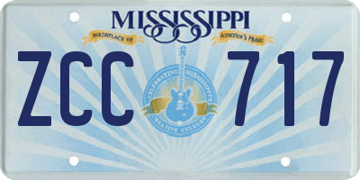 MS license plate ZCC717