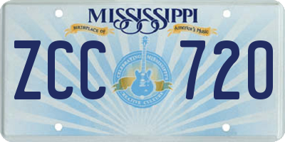 MS license plate ZCC720