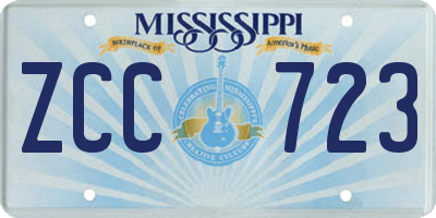 MS license plate ZCC723