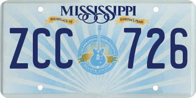 MS license plate ZCC726
