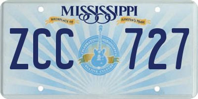 MS license plate ZCC727