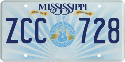 MS license plate ZCC728