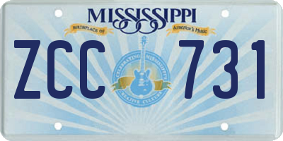 MS license plate ZCC731
