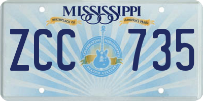 MS license plate ZCC735