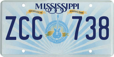 MS license plate ZCC738