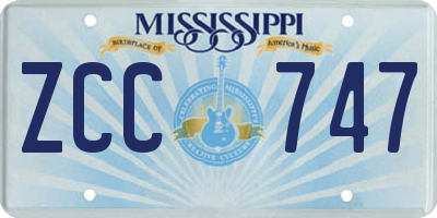 MS license plate ZCC747