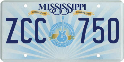 MS license plate ZCC750