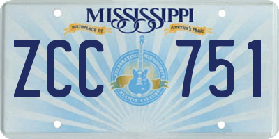 MS license plate ZCC751