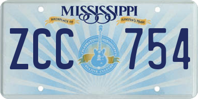 MS license plate ZCC754