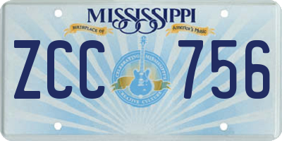 MS license plate ZCC756