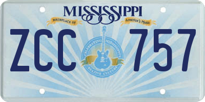 MS license plate ZCC757