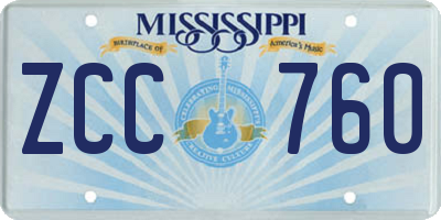 MS license plate ZCC760