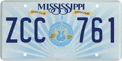 MS license plate ZCC761