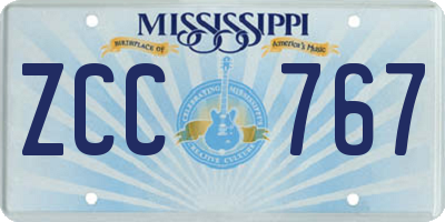 MS license plate ZCC767