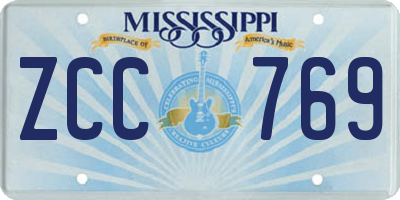 MS license plate ZCC769