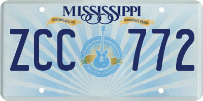 MS license plate ZCC772