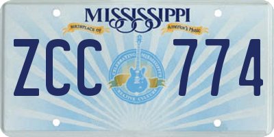 MS license plate ZCC774