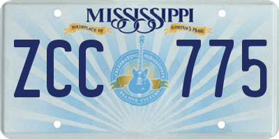 MS license plate ZCC775