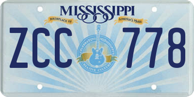 MS license plate ZCC778