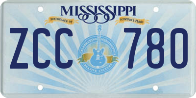 MS license plate ZCC780
