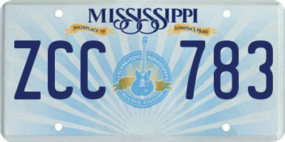 MS license plate ZCC783
