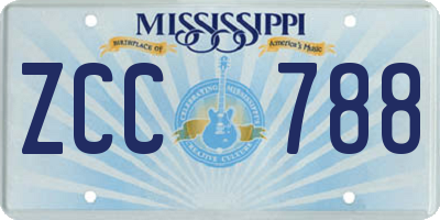 MS license plate ZCC788