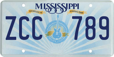 MS license plate ZCC789